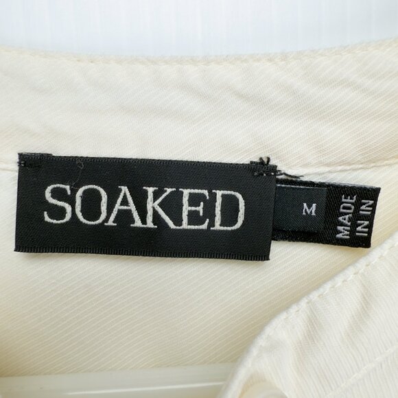 SOAKED IN LUXURY Cattie Butter Yellow 3/4 Sleeve Cream Button Front‎ Blouse M - Picture 5 of 8